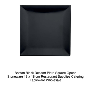 Assiette à dessert carrée Boston Black Opaco en grès 18 x 18 cm, fournitures de restaurant, vaisselle de traiteur, vente en gros - Product Image 2