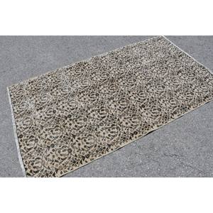 Tapis Vintage en Laine Turque 3.8X6.8 pieds Beige Marron Patchwork Rectangle Design Classique Grande Surface pour Salon Support en Latex - Product Image 2