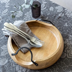 Bandeja DE SERVICIO DE MADERA personalizada de alta calidad con elegantes asas de metal para la venta al por mayor - Product Image 5