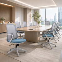 Chaise de bureau ergonomique en maille avec support lombaire réglable, chaise de travail avec cadre en fibre de verre PP et roulettes en nylon