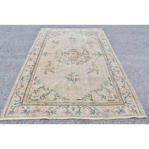 พรมขนสัตว์เย็บปะติดปะต่อกันสีส้มสีเบจคลาสสิกพร้อมยางรอง5.8x8.7ฟุตตุรกีแบบดั้งเดิมห้องรับประทานอาหารที่บ้าน - Product Image 1