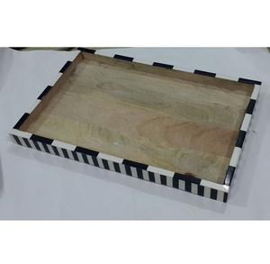 Zigzag Design noir blanc résine Rectangle plateau de service élégant outil de cuisine fait à la main pour le thé Fast Food Business-cadeau plateau/support - Product Image 6