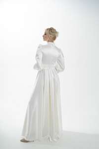 Robe abaya slim pour femmes musulmanes Robe de mariage modeste et exclusive couleur ivoire sans cape - Product Image 2