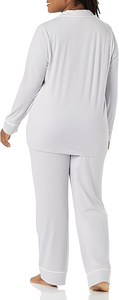 Vente en gros de pyjamas pour femmes personnalisés pyjamas Vêtements de nuit à manches longues Pijamas Femme Viscose Bambou Ensemble de pyjamas de couleur unie - Product Image 2