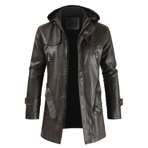 Chaqueta de Cuero Estilo Bomber Personalizada para Hombre 2025, de Alta Gama, Ajuste Cómodo, Manga Larga, Ropa de Abrigo de Invierno, Elegante, con Capucha de Lona en la Parte Delantera - Product Image 5