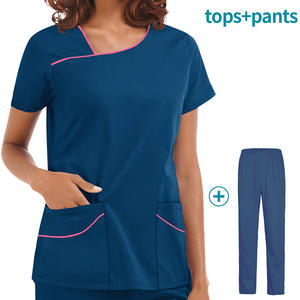 Ensembles de gommage d'infirmière en Spandex pratique confortable gommages médicaux d'hôpital à manches courtes avec col montant pour les uniformes du personnel infirmier - Product Image 6