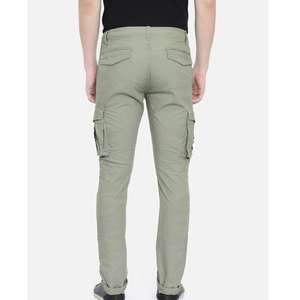 Pantalon de survêtement décontracté en coton pour hommes, pantalon cargo taille moyenne à cordon de serrage avec logo personnalisé, style devant plat - Product Image 3