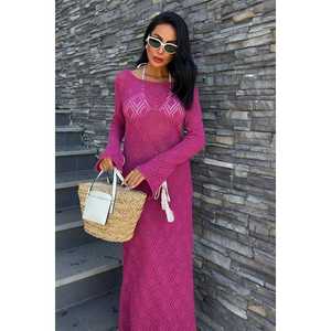 Vestido con Escote en V y Detalles de Encaje y Borlas Transpirables, Modelo 2850 - Product Image 3