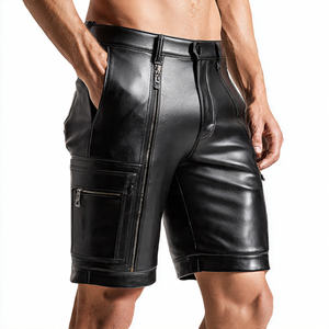 Tight Fashionable Leather <b>Shorts</b> <b>Men's</b> Button Waist Pocket Leather <b>Shorts</b> <b>Men</b> <b>Cycling</b> Racer Leather <b>Shorts</b> <b>Mens</b> - Product Image 1