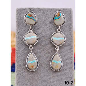 Southwest Handmade Ribbon Royston Turquoise & Sterling <b>Silver</b> <b>Drop</b> <b>Earrings</b> Water <b>Drop</b> Shape for Gift - Product Image 2