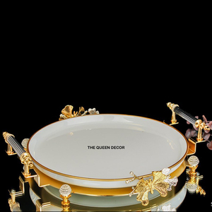 Moderno Tazón de Metal para el Hogar, Nuevo y Popular, Estilo Moderno con Decoración Dorada y Blanca, el Mejor Tazón para Servir - Product Image 1