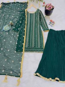 Nouvel ensemble de vêtements de fête indiens et pakistanais de style Bollywood Pallazo et Dupatta - Product Image 6