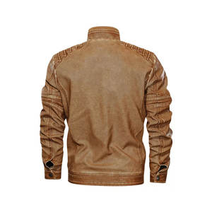 Nouvelle veste en cuir personnalisée pour hommes, blouson en cuir de grande taille pour hommes, blouson bombardier en cuir à col montant pour hommes - Product Image 5