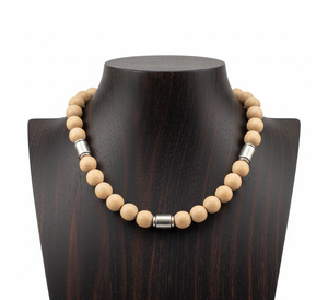 Collar Unisex de Cuentas de Madera Perfumadas de 18 Pulgadas, Plata 925, Chapado en Oro de 14K, Diseño Geométrico Anudado a Mano, Joyería de Moda - Product Image 4