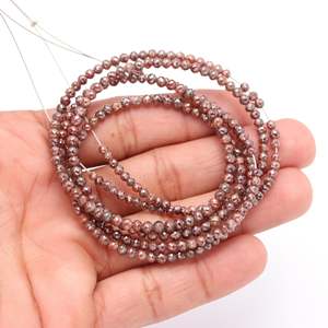 Perles rondes facettées de qualité supérieure AAA+ en diamant rouge, diamants en vrac - Product Image 1
