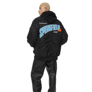 Veste bomber d'hiver imperméable coupe-vent à col montant en polyester/coton noir pour homme, mode de rue 2023 - Product Image 4