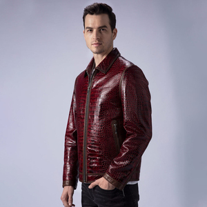 Veste en cuir de vachette authentique au design unique pour hommes Veste en cuir souple confortable avec broderie et design personnalisé pour hommes - Product Image 5