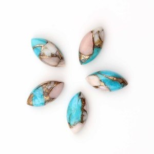 Haute qualité 7x14mm Marquise Flatback Cabochon rose opale cuivre Composite Turquoise pierres précieuses en vrac pour la fabrication de bijoux en or fin - Product Image 2
