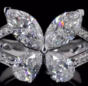 Marquesa y pera Moissanite diamante mariposa anillo Moissanite plata esterlina anillo de compromiso mariposa regalo para ella - Product Image 1