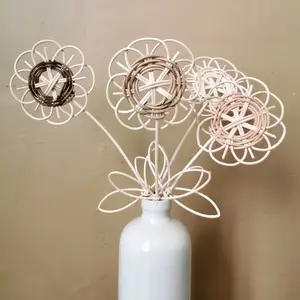 Highly Recommended Natural Rattan Flower With Stem And Vase For Baby Room Decor And Nursery From Vietnam Supplier
