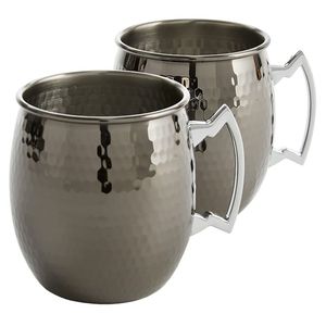 Tasse fantaisie élégante de créateur unique martelé de texture argent brillant poli verres en métal robuste avec poignées dorées - Product Image 5