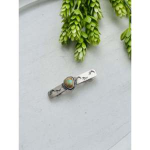 Barrette à cheveux artisanale Danny Henio Royston en turquoise et argent sterling, accessoire élégant pour cheveux - Product Image 3