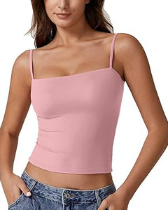 Camiseta sin mangas básica con doble forro para mujer, camisola sin mangas con Tirantes finos ajustables - Product Image 3