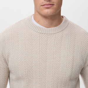 2025 Custom Wholesale Men's Luxury Knitted <b>Sweater</b> Casual Crew Neck Solid Color Long Sleeve <b>Pullover</b> 100% Cotton Front Logo - Product Image 3