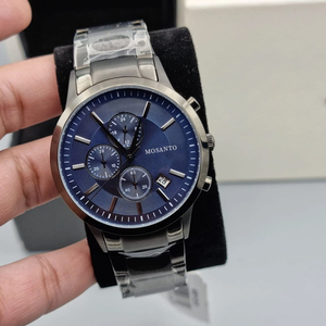 ファッショナブルなメンズ スリーアイ クロノグラフ スチール ストラップ ブルー ダイヤル クォーツ メンズ ウォッチ AR11164 - Product Image 2