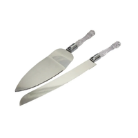 Ensemble de couteaux de service et de découpe de gâteaux pour fêtes, design moderne, en acier inoxydable poli miroir, jetables, durables et compatibles lave-vaisselle