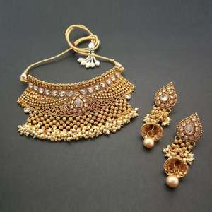 Real Creation FBB0028A Copper <b>Necklace</b> Set AD Stone <b>Choker</b> Premium <b>Fine</b> Jewelry Sets - Product Image 1