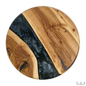 Table à manger contemporaine en résine époxy avec pieds en bois naturel poli et métal artistique pour maisons de luxe et intérieurs design - Product Image 6