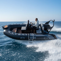 Bateau semi-rigide en aluminium double couche de 13 pieds avec tubes en Hypalon pour la pêche, les loisirs en famille, le surf et les eaux océaniques, noir, gonflable 390