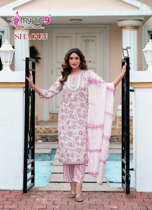 Ensemble Kurti 3 Pièces Prêt-à-Porter pour Femme, en Rayonne Pure, Imprimé, Style Traditionnel, Nouvelle Collection Mariage 2025 - Product Image 2