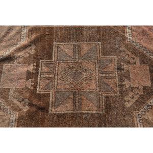 Alfombra Turca Vintage, Alfombra de Pasillo de 3.8x13.5 pies, Alfombra de Lana Abstracta Marrón Rojiza - Product Image 5