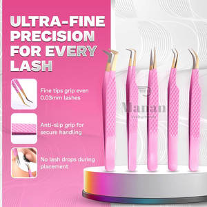 Pince à épiler incurvée en acier inoxydable pour extensions de cils, haute qualité, durable, antirouille, pointe lisse, design ergonomique - Product Image 3