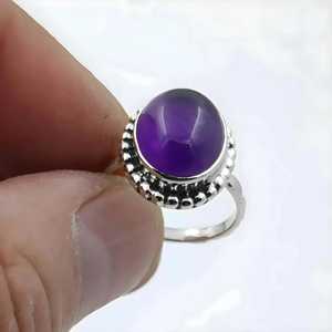 Navya Craft Boho <b>Statement</b> <b>Ring</b> Amethyst 925 Sterling Silver Handmade Bezel Setting Trendy for Women Size 4 14 Perfect Gift - Product Image 2