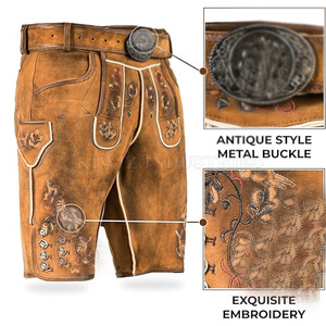 OEM Services Reasonable Price <b>Shorts</b> for Bavarian Latest Style Custom Design Streetwear Bavarian <b>Leather</b> <b>Shorts</b> - Product Image 2