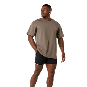 T-shirt surdimensionné Boxy Fit pour homme Qualité supérieure 100% Coton Épaule tombante Col montant Conception personnalisée avec long tissu tricoté - Product Image 1