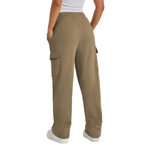 Pantalon cargo baggy confortable pour femmes à prix réduit pantalon cargo ample à taille haute et coupe personnalisée avec six poches - Product Image 2
