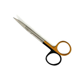 Tijeras de hoja afilada curvada quirúrgica, tijera de Enfermería Médica de acero alemán de color medio dorado y negro - Product Image 1