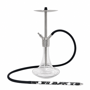 Ensemble de pipe à eau en acier inoxydable de qualité supérieure avec base en verre, un seul tuyau, finition argentée, boîte cadeau pour la vente en gros - Product Image 2