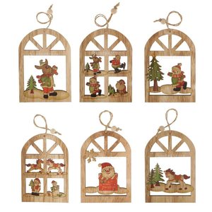 Moderno 6PCs Set Copo de nieve de madera Ciervo Árbol de Navidad Decoraciones colgantes Fábrica Venta al por mayor Conjunto de adornos de Navidad - Product Image 2
