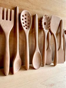 SCRATCH Natural Teak or Acacia Wooden <b>Kitchen</b> <b>Utensils</b> Set with Spoons Rest Includes Cooking Spoons and <b>Utensils</b> <b>Holder</b> - Product Image 4