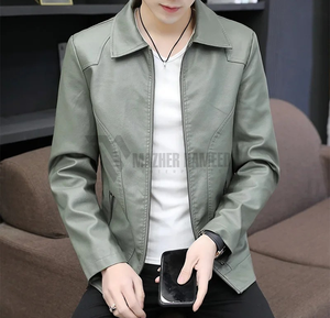 แจ็กเก็ตหนังแท้สำหรับผู้ชายเสื้อคลุมฤดูหนาวทนทานดีไซน์คลาสสิกสั่งโลโก้ได้ตามต้องการ - Product Image 5