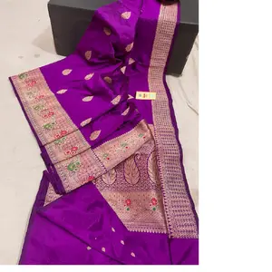 Maßge schneiderte Saris aus reiner Seiden mark mit Rändern, ideal für Bekleidungs geschäfte und Stoff geschäfte zum Wiederverkauf
