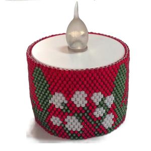 Bougeoirs chauffe-plat en perles de rocaille élégantes et broderie perlée avec design ethnique Bougeoir en perles de rocaille personnalisées pour bougies chauffe-plat - Product Image 2