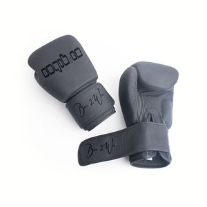 Guantes de boxeo de cuero gris/negro mate logotipo personalizado diseño de alta calidad guantes de boxeo transpirables - Product Image 5