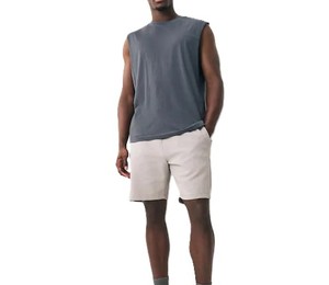 Camiseta sin mangas de secado rápido para hombre, cómoda camiseta elástica de algodón/poliéster para uso durante todo el día, cuello redondo sin mangas - Product Image 2