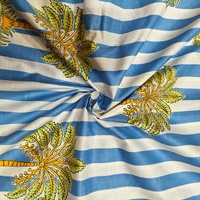 Tissu en coton lavé biologique de haute qualité, écologique, 60x60, en sergé, motif palmier, imprimé facilement, léger, pour la décoration intérieure et les sacs